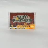 Série Halloween : Cadre photo liquide en acrylique avec citrouille et chauve-souris flottantes, décorations scintillantes, cadeau de fêtes, souvenirs, figurines personnalisées