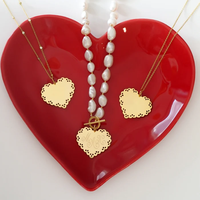 Collier pendentif cœur en dentelle gravé sur mesure, or PVD 18 carats, acier inoxydable 316L, vintage, étanche, inaltérable, bijoux vierges OEM