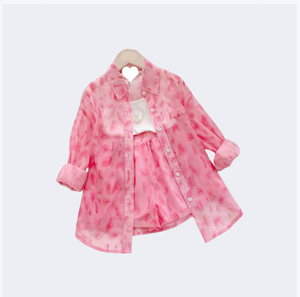 Completo Casual Autunnale per Bambine: Top a Canotta a Righe Rosa e Pantaloncini, Traspirante, alla Moda, per Primavera - Product Image 6