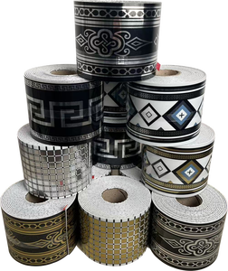 Autocollant mural décoratif de luxe pour la maison, cadre mural, 10 cm * 5 m, autocollant mural en PVC auto-adhésif, plinthe, <span class=keywords><strong>carrelage</strong></span> mural - Product Image 1