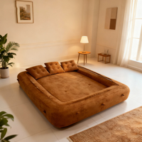Europäisches Modernes Zweisitzer-Schlafsofa aus Vakuumstoff, Quadratische Form, Platzsparend, Modular für Apartments