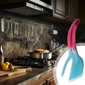 Pinzas Espátula de Silicona Resistentes al Calor, Antiadherentes 2 en 1 para Agarrar y Voltear, Pinzas de Cocina para Panqueques, Pescado y Huevos - Product Image 2