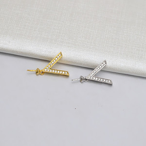 Support de pendentif en argent S925 en forme de V, simple, avec perle, accessoire de bricolage pour femmes, grand pendentif vide, composant de bijoux - Product Image 3