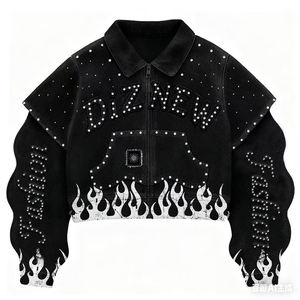 جاكيتات رجالية كبيرة الحجم من DiZNEW، جاكيتات مصممة من الجلد الصناعي على الطراز الكوري مع أحجار الراين للرجال، موديلات جديدة - Product Image 3