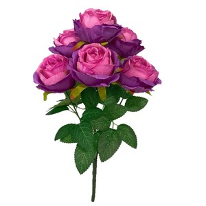 Bouquet de simulation 7 têtes de roses perle Montagne enneigée, teintes à la main, gaufrées et pressées à chaud, pour décoration murale florale de photographie de mariage - Product Image 5