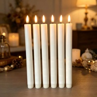 Bougie LED simulée à longue tige en plastique, télécommandée, alimentée par piles, pour décorations festives, mariages et Noël