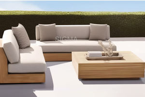 Ensemble de meubles de salon en bois pour patio extérieur au design moderne Ensemble de canapés de jardin en bois massif de haut niveau en teck - Product Image 6
