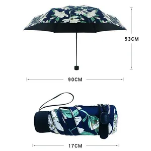 Wholesale 6 Bones Light Weight Custom Heat Transfer Print Purple Mini Travel Small 5 Folding Pocket Umbrella