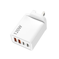 Chargeur mural USB PD 120W PC+ABS Matériau ignifuge 2PD+2USB 5V2A EU US QC3.0 Chargeur de téléphone portable pour iPhone Samsung