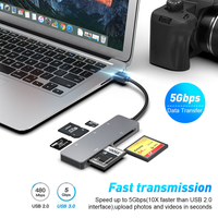 Lector de tarjetas CFast de lectura simultánea USB C + A CFast 2,0 Tipo-C y 3,0 5Gbs Adaptador de tarjeta de memoria CFast para SanDisks