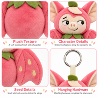Porte-clés en peluche personnalisé, animaux créatifs, pendentif jouet en peluche, poupée, motif fraise, chauve-souris, monstre