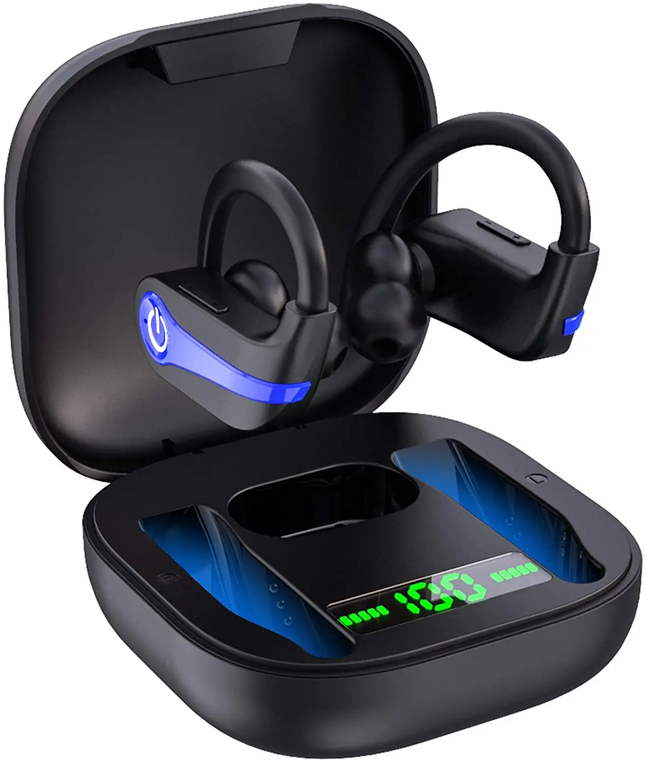 2022 TWS q62 Sport Hand frei kabelloser Kopfhörer BT 5.0 Stereo Kopfhörer 950mah Ohr haken Headsets mit Mikrofon