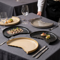 Assiette Créative en Porcelaine Fine Style Américain, Forme de Lune, pour Restaurant, Hôtel, Steak, Dessert Occidental, Lots d'Assiettes pour Événements, Haute Valeur