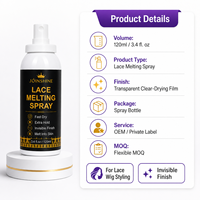 Spray Fixateur à Séchage Rapide à Base d'Alcool pour Perruques Lace Front Sans Colle, Fini Invisible, Tenue Quotidienne Forte, Fournisseur Marque Blanche