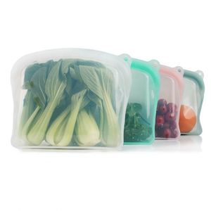 Eco Friendly Reusable Stand Pouch Fridge Freezer Fresh LFGB Zip Lock Platinum Silicone Food <b>Bags</b> 1200ml Capacity <b>Foldable</b> Set - Product Image 1