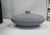 Plat de service ovale haut de gamme 3L 4L 5L 6L, texture mate, chauffe-plat isotherme, design de base avec accents argentés