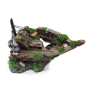 Aquarium Ornament Nave Affondata Barca Pesce Serbatoio Acquario decorazione A Vela Wreck Naufragio - Product Image 5