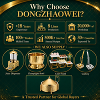 Chafing Dish Mewah 9L Warna Emas, Wadah Sajian Bundar untuk Prasmanan, Penghangat Makanan, Peralatan Sajian untuk Grosir, Hotel, Pernikahan, dan Katering