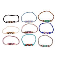 Bracelet Bohème en Perles de Riz, Tressé avec des Perles Géométriques Quadrilatères, Bijou Féminin en Corde