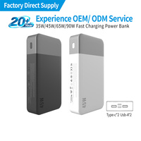 Batería Externa Portátil de Alta Capacidad con Logotipo Personalizado, 35W 45W 65W 90W 10000mAh 20000mAh, Carga Rápida USB Tipo C, Hecha en China