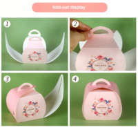 Boîte à gâteau personnalisée avec poignée, emballage alimentaire pour desserts, vente en gros et personnalisable pour gâteaux et pâtisseries à la coupe individuelle