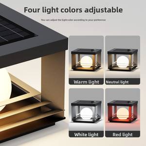 <span class=keywords><strong>Lampe</strong></span> solaire de <span class=keywords><strong>colonne</strong></span> décorative pour jardin, villa, portail, étanche IP65, à intensité variable, corps en acier inoxydable - Product Image 4