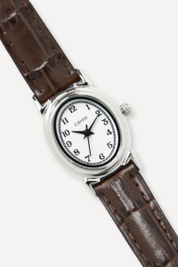 Reloj de Pulsera Clásico GBHW ARO, Plateado y Marrón, Reloj de Cuarzo de Lujo, Elegante Reloj Analógico para Mujer con Correa de Cuero - Product Image 4