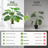 Monstera artificiel en pot avec feuilles blanches pour la décoration intérieure, du bureau et du bureau à domicile
