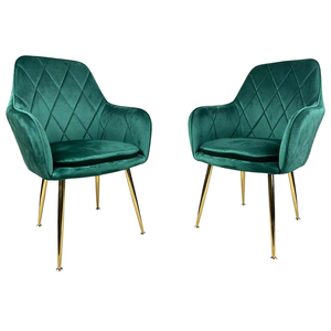 <span class=keywords><strong>Fauteuil</strong></span> de salle à manger <span class=keywords><strong>scandinave</strong></span> de luxe en <span class=keywords><strong>velours</strong></span> capitonné avec siège rembourré et base en métal – Meuble d'appoint très prisé pour la maison - Product Image 4