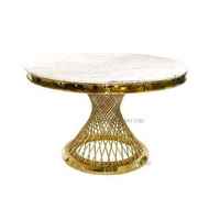 Fournitures de mariage table moderne ronde en forme de lune pour événement table de luxe en verre blanc table de mariage table de banquet dorée