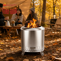 Pergola Patio Portable, foyer sans fumée, acier inoxydable 304, pour brûler du bois, camping en plein air, terrasse, barbecue, soirée, gazebo, jardin, KZ F380
