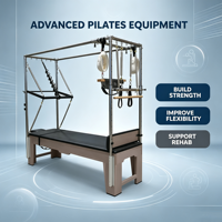 MJD M201C Cadillac Maple Wood Pilates Reformer, boîte en bois durable, portable, pour la maison, usage commercial, yoga, fitness, musculation
