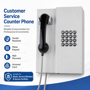 Teléfono de Ayuda Público Montado en Pared para Servicios Comunitarios con Teclado Metálico y Cable Reforzado para Parques y Calles - Product Image 1
