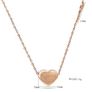 Collar de Oro Rosa con Forma de Corazón, Amor Eterno 520, Colgante Grabado con Cadena para Uso Diario, Regalo - Product Image 5