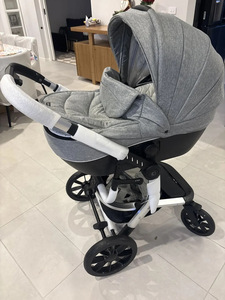 Nouvelle poussette de luxe 4-en-<span class=keywords><strong>1</strong></span> avec siège <span class=keywords><strong>auto</strong></span>, sac à langer et berceau rigide en cuir premium, cadre en alliage d'aluminium léger - Product Image 3