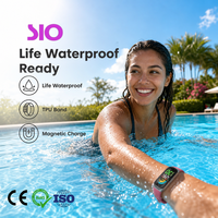 Bracelet intelligent avec écran tactile TFT de 1,47 pouce, contrôle par bouton, compteur de pas, fréquence cardiaque, tension artérielle, charge magnétique, Android, échantillon de 50 g