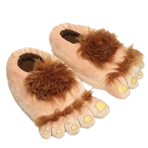 Yenilikçi Cosplay Komik Kışlık Tüylü Vahşi Canavar Hobbit Ayak Terliği Kadın Erkek Ev Ayakkabıları - Product Image 1