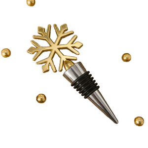 Tapón de Botella de Vino con Diseño de Copo de Nieve en Latón, Tapón de Vino Metálico Reutilizable, Sellador Decorativo para Botellas de Bar, Herramienta de Cocina y Bar - Product Image 1