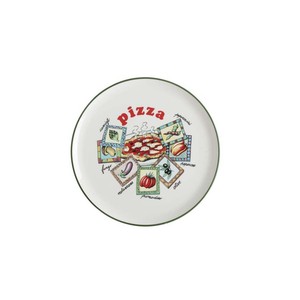 Assiette à pizza en céramique 32 cm avec motif végétal pour servir - Product Image 1