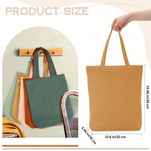 Custom Logo Cotton Canvas <b>Tote</b> Bag Reusable Shopping Bag Shoulder Strap Plain Gift Grocery <b>Travel</b> Bag - Product Image 2
