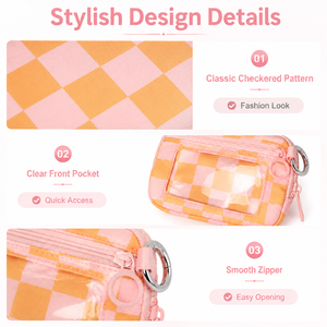 Monedero a Cuadros, Mini Bolsa Portátil con Correa para la Muñeca, Bolsa <span class=keywords><strong>de</strong></span> Almacenamiento Pequeña para Viajes, Escuela, Uso Diario, OEM Personalizado - Product Image 2