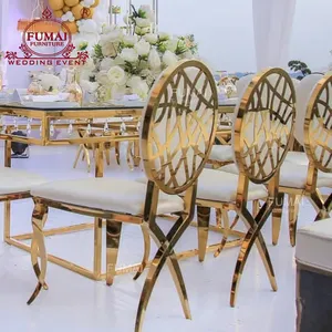 Mesh Pattern Carved Back Cross Leg Luxus Esszimmer Event Hochzeits stuhl
