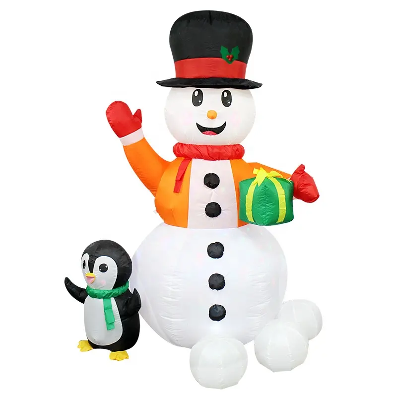 Inflatable Christmas Decorations 6FT Large Garden Black Hat Inflatables Snowman toy with LED Light