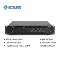 Amplificateur de puissance professionnel 2 canaux 450W x2, 8 ohms, faible distorsion, amplificateur audio PA 2U pour système sonore, usine OEM