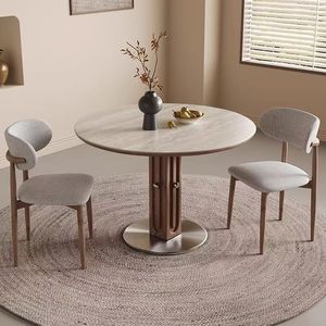 2025 juegos de comedor modernos mediterráneos, mesa de <span class=keywords><strong>cena</strong></span> de <span class=keywords><strong>nuevo</strong></span> diseño, mesa de comedor redonda de madera maciza nórdica para el hogar o el restaurante - Product Image 2