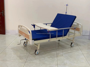 I Care Multifunctional Manual Patient <b>Bed</b> with 2 Functions, Anti-Fall <b>Side</b> <b>Rails</b>, and Stainless Steel IV Stand - Product Image 2