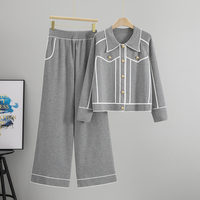 Pull à col roulé de style français, pull en nylon/coton tricoté de luxe, anti-rides, ensemble deux pièces pour femmes, automne hiver, ensemble élégant