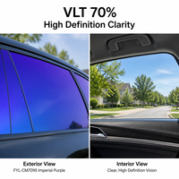 Film teinté pour vitres de voiture, effet caméléon, film teinté pour vitres latérales et arrière, IRR65%+ UV99%, effet arc-en-ciel caméléon, film solaire teinté, rouleau de 1,52*30m
