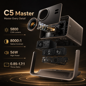 โปรเจคเตอร์เลเซอร์ EU UltraMax Ultra ProMax 5800 ลูเมนส์ 4K พร้อมกิมบอลในตัว โปรเจคเตอร์สำหรับเล่นเกมและบ้านอัจฉริยะ - Product Image 1