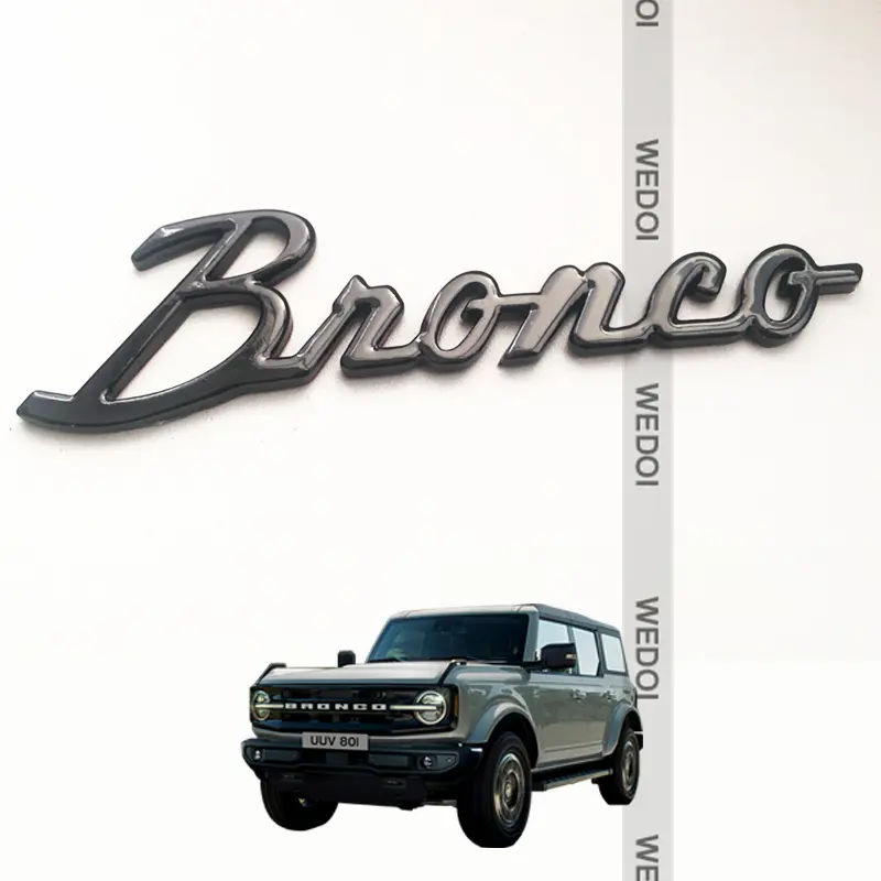 3D Nameplate Letter Glossy black Badge Emblem Fit for Ford Broco Car Aluminium Alloy Letters sticker Accessories